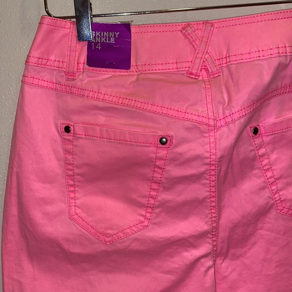 Lane Bryant Sz 14 Neon Pink Skinny Ankle Pants - Picture 3 of 6